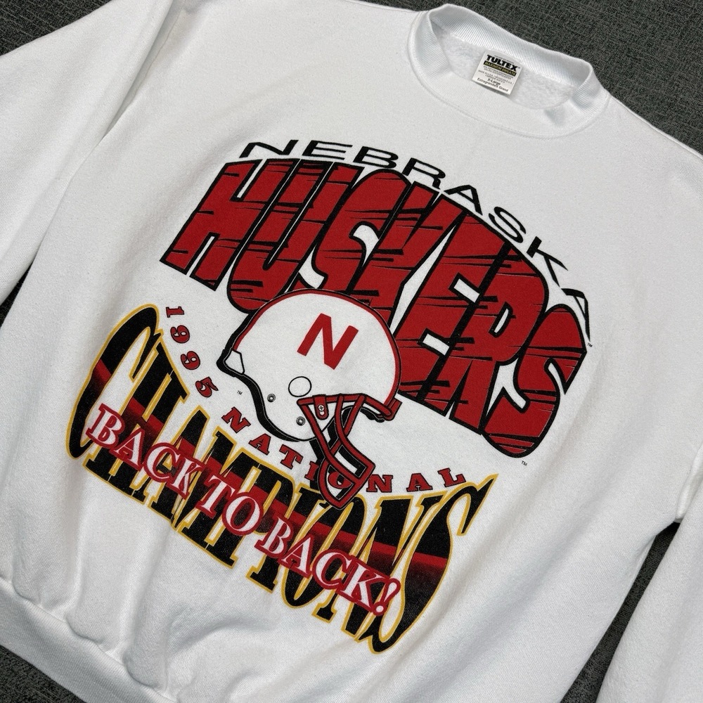 Vtg Nebraska Cornhuskers 1995 National Champions Crewneck‎ Sweatshirt XL Tultex